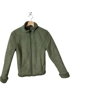 LL Bean Women Jacket Suede Sherpa Lined Zip-Up Size S Pet